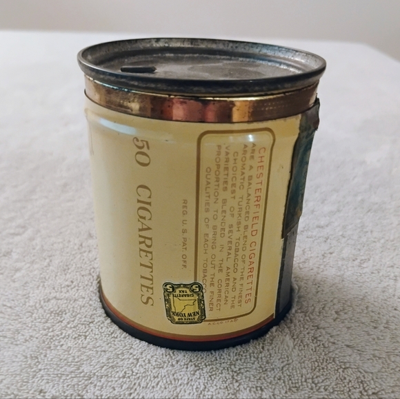 Rare Vintage Liggett & Myers Chesterfield Cigarettes Empty Tin Can